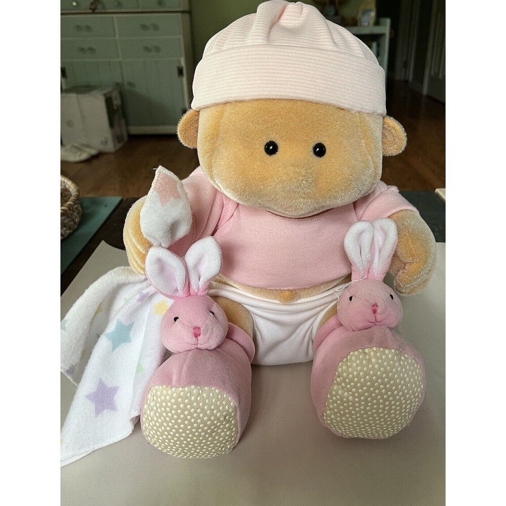 Blanky Soft Baby Plush Doll 12" Rattle Inside Pink Slippers Soft Toy Concepts